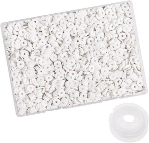 4100 Pcs White Clay Beads Bracelet Making Kit, 6mm Polymer Spacer Flat Heishi Beads for Jewelry Necklace Earring Making...