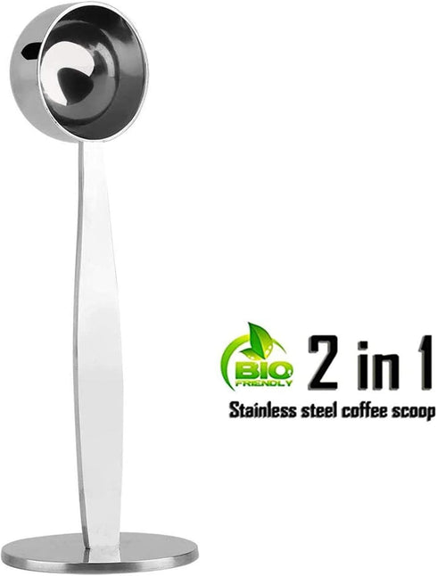 Espresso Scoop with Tamper 2 In 1 Stainless Steel Coffee Scoop Tamping Dual-Purpose Coffee Spoon Powder Hammer Tamper Multi Function Spoon Holder ...