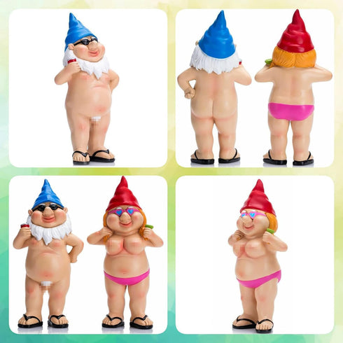 Garden Gnomes Gag Gifts Funny Gifts for Men Women Garden Gnomes Outdoor Yard Decorations Outdoor (Couple Gnomes)...