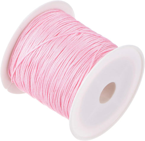 Nylon Knotting Cord, 0.6mm Dia 50 Yards 45m Length, Nylon Soft Smooth Beading Thread Light Pink - (Applications: for DIY Craft Red)...