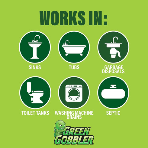 Green Gobbler Drain Cleaner & Deodorizer FRESH SCENT Sticks for Toilet Tanks, Sinks, Bathtub Drains, Washing Machine Drains and Garbage Disposals ...