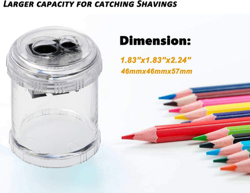 Manual Pencil Sharpener Double Holes Duty Metal Sharp Blade Jumbo Crayon XL Sharpener with Large Round Catches Sharpening Regular Pencils HB Graph...