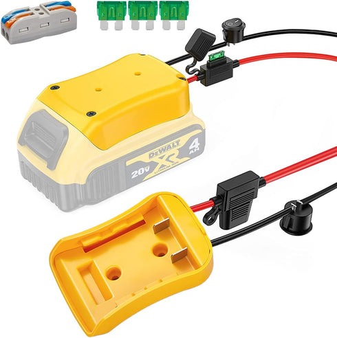 Power Wheel Adapter for Dewalt 20V Battery Series with Fuse, Switch & Wire Terminal, 3Pcs 30A Fuse, 12 AWG Wire Battery Converter Connector DIY fo...