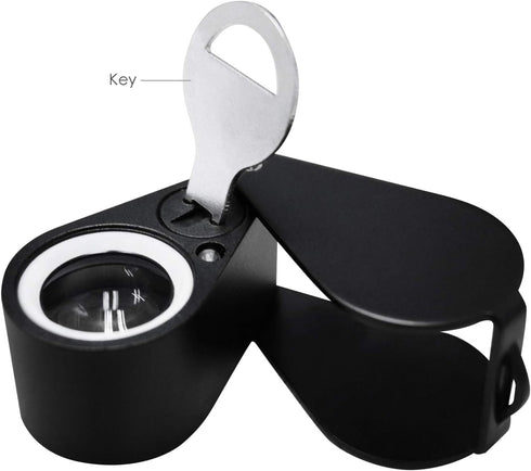 Illuminated Jewelers Loupe Magnifier, Foldable Jewelry Magnifier with 6 LED & UV Lights, Hastings Triplet Loupe 10X for Gems, Jewelry, Coins, Stam...