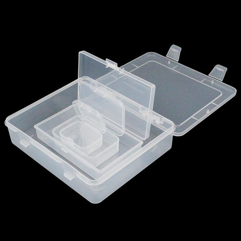 7 Pieces Mixed Sizes Rectangular Empty Mini Clear Plastic Organizer Storage Box Containers with Hinged Lids for Small Items and Other Craft Projec...