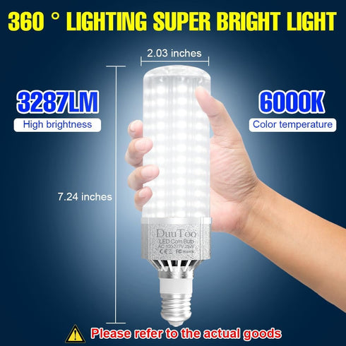 250Watts Equivalent E26 LED Corn Light Bulb 25W 3287Lumens 6000K Daylight Lamp Bulbs E39 Mogul Base Adapter AC100-277V Large Area Lighting Fixture...