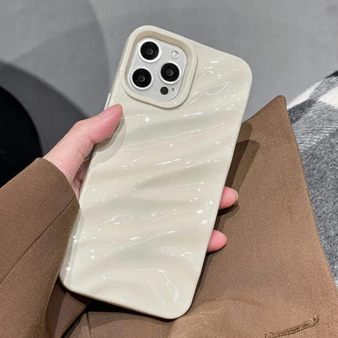 QLTYPRI Compatible with iPhone 12 Case/iPhone 12 Pro Case, Cute Wave Water Ripple Pattern Case for Girls Women, Slim Satin Glossy Soft Silicone TP...