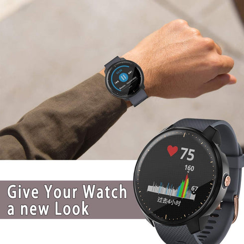 Compatible for Garmin Vivoactive 3 Music Waterproof Protective Case Soft TPU Plated Screen Protector Cover Scratch-Proof All Around Screen Cover B...