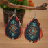 Western Cowboy Earrings Set Boho Aztec Pattern Leather Earrings for Women Boho Vintage Handmade Bohemian Turquoise Jewelry Cow Print Leather Teard...