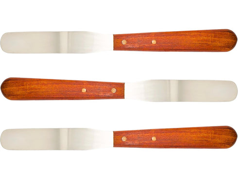 Dental Lab Spatula 8" Straight Set of 3 Plaster Alginate Mixing Stainless Steel with Wooden Handle...