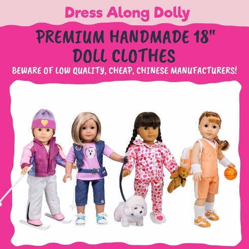 Skiing Winter Doll Outfit for American 18" Girl Dolls - 7 Piece Premium Handmade Clothes Set Costume...