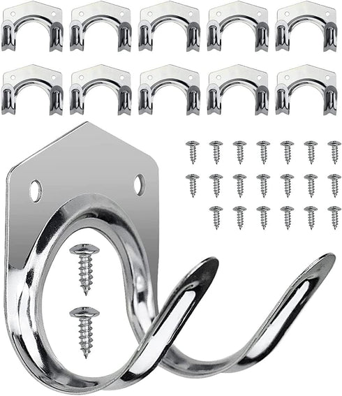 Storage Hanger Hooks,Double Tool Storage Hook 10Pcs Wall Mounted Hanger Hooks with 20Pcs Screws for Garage Shed,Universal Galvanized Metal Utility...