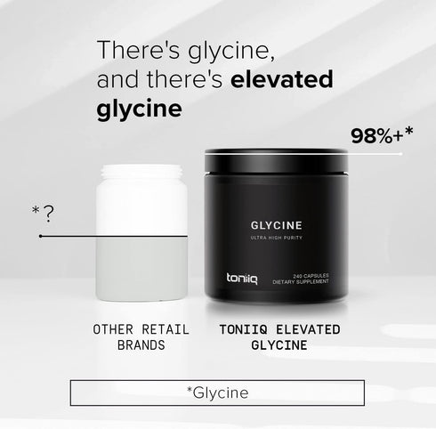 Toniiq 1300mg Glycine Supplements - 4 Month Supply - Min. 98.5%+ Tested Purity - Ultra High Strength and Bioavailable Glycine Powder Supplement - ...
