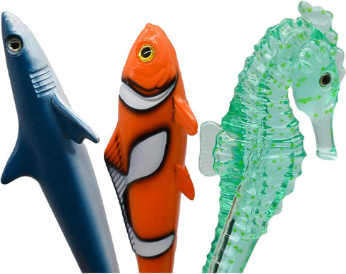 15PCS Novelty Shark Pens Fish Pens Clownfish Sea Horse Pens Ocean Animal Ballpoint Pens With Fin Tail Black Ink Pen For School Ofiice Supplies Sta...
