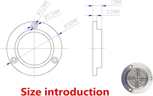 50X11.5mm Scale and with hole Aluminum Alloy Circular Bubble Level High Precision Level Instrument Spirit Level Measuring Device (Magnetic)...