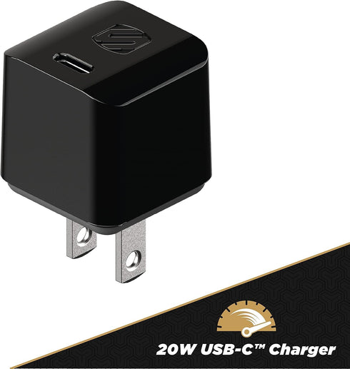 Scosche HPDC20-SP Fast Charger PowerVolt 20W Mini Cube USB-C, Wall Adapter for Phone, 4X Faster Power Charge, Portable Outlet Plug, Black...