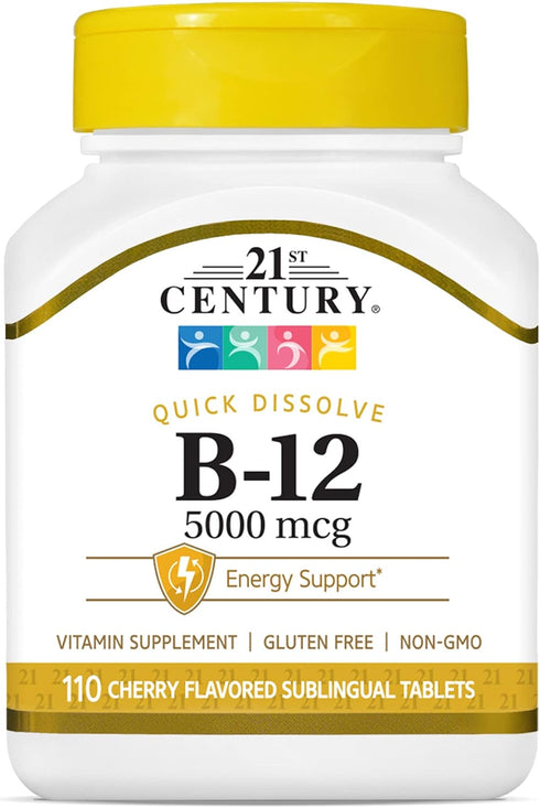 21st Century B-12 5000 mcg, 110 Cherry flavored Sublingual Tablets, 110 Count...