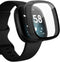 Tobfit Hard PC Case Built in Tempered Glass Screen Protector Cover for Fitbit Versa 3 Fitbit Sense, Durable Ultra-Thin Scratch Resistant Full Prot...