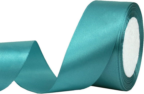 1-1/2 Inch Wide Turquoise Soild Stain Ribbon Single Faced Fabric Ribbons for Gift Wrapping Sewing Wreath DIY Bows Floral Decoration Card Invitatio...