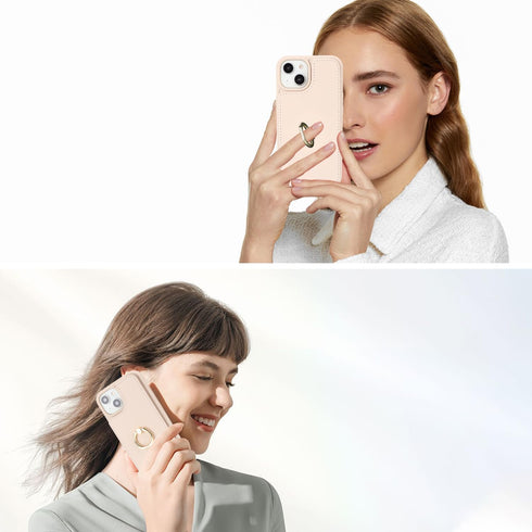 for iPhone 14 Case with Card Holder for Women,iPhone 14 Phone Case with Strap,Crossbody Lanyard,Ring Stand,Snap Clasp,Cute Wallet Cases 6.1 inch (...