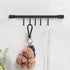 MIAOHUI Kitchen Rail with Hooks, Pan and Pot Hangers for Kitchen Wall Mount, Kitchen Utensil Rack with Removable S Hook, Aluminum (17.3inch_Black_...
