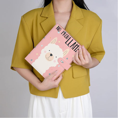 Animals Lover Gift Animals Leather Portfolio Folder A5 Size Just A Girl Who Loves Stitch/Frogs/Foxes/Turtles/Llamas/Narwhals/Eeyore Folder (Pink L...