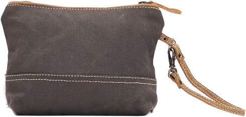 Myra Bag Urging Upcycled Canvas & Cowhide Wristlet Pouch Bag S-1514...