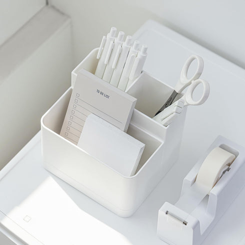 carrotez Multi Compartment Pen Holder for Desk, Small Desk Organizer, Pen Organizer for Desk, Pencil Organizer for Desk - White...