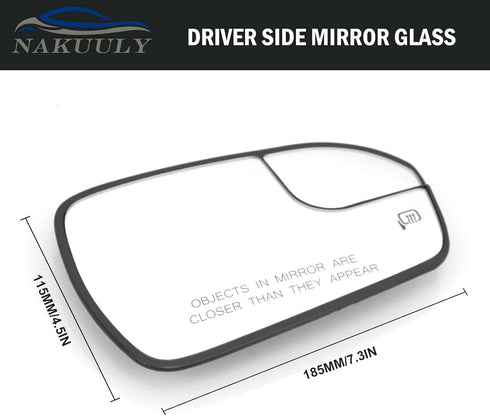 Nakuuly Mirror Glass Passenger Right Side Compatible with 2013-2020 Ford Fusion Side View Heated Convex Mirror Glass with Rear Holder Replace # DS...
