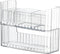 LINFIDITE Stackable Makeup Organizer Tray 2 Pack Clear Vanity Organizer, Cosmetic Display Case with 4 Removable Dividers 2 Lipgloss Holders 2 Cott...
