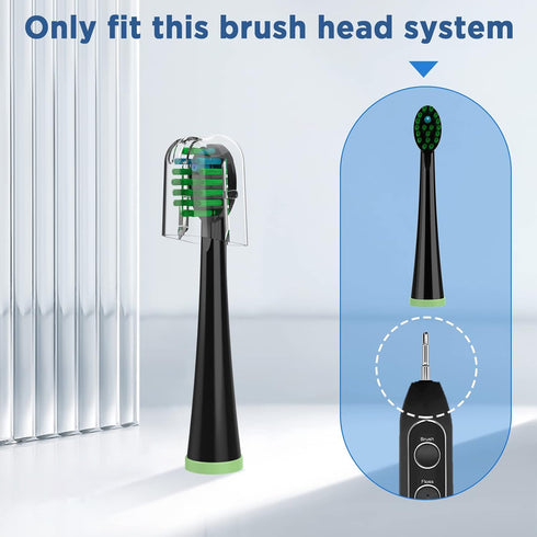 Replacement Toothbrush Heads for All Waterpik Sonic Fusion Models (SF-01, SF-02, SF-03, and SF-04 Series), Compact, with Covers, 10 Count, Black...