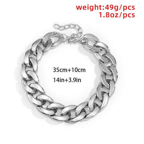 Punk Cuban Link Chain Choker Necklace Lightweight Chunky Necklace Oval Chain Link Necklace Hip Hop Jewelry for Women (Silver)...