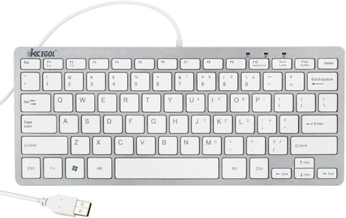 iKKEGOL USB Slim Mini Wired 78 Key Small Super Thin Compact Keyboard for Desktop Laptop PC Win 7 Mac (White)...