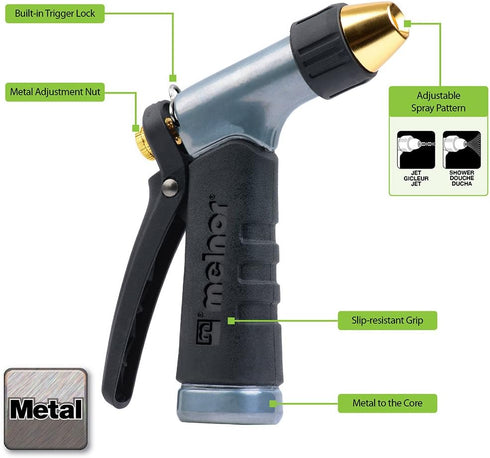 Melnor 65091-AMZ Dual Pack Metal Nozzles with QuickConnect Product Adapter Set, Multi-Pattern and Adjustable, Black, Silver...