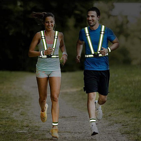 Reflective Vest Running Gear,High Visible Reflective Gear for Nighttime Running Biking Motorcycle Dog Walking, Adjustable Safety Vests fits Men Wo...