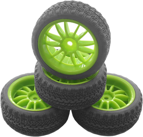 4Pack Vgoohobby RC Rubber Tires and Plastic Wheel Rims 12mm Hex Hub Compatible with HSP HPI Redcat Tamiya RC 1/10 On Road Racing Touring Car...
