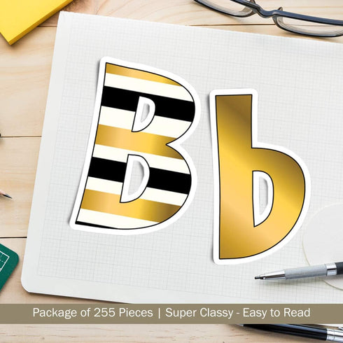 Barker Creek Letter Pop-Outs, 4" Gold, Multicolor Designer Letters for Bulletin Boards, Breakrooms, Reception Areas, Signs, Displays, and More! 4"...