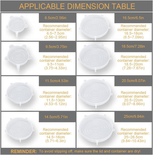 4 Pack Same Size Silicone Stretch Lids, Thicker Reusable Sturdy Silicone Container Cover, Expandable Food Storage Covers, Dishwasher and Freezer S...