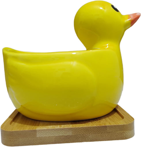 Cute 4.7 Inches Indoor Cartoon Animal Duck Shaped Ceramic Succulent Cactus Flower Plant Pots Planter - Plant Not Included (Yellow)...