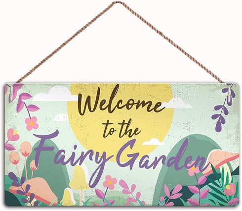 Welcome to The Fairy Garden Hanging Plaque Garden Shed Summerhouse Sign ?Garden Decor Sign?Wall Door Sign,12"X6"Sign(30151139)...