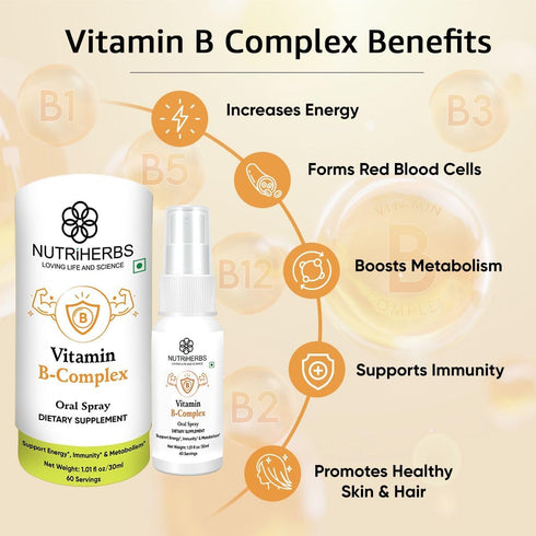 Vitamin B Complex Oral Spray - Improve Immunity, Energy Booster, Improves Metabolism, Skin & Hair Health (30 ml)...