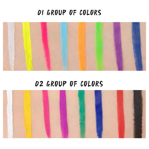 1 PCS Water Activated Eyeliner Palette 8 Colors Neon Face Paint Liner Makeup Longlasting Fluorescent Face and Body Paint with Brush for Halloween ...