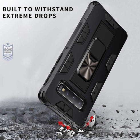 for Samsung Galaxy S10 Case Military Grade Shockproof with Kickstand Stand Built-in Magnetic Car Mount Armor Heavy Duty Protective Case for Samsun...