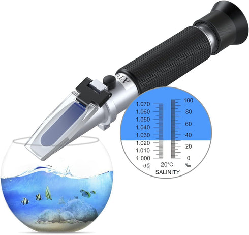 AUTOUTLET Salinity Refractometer Saltwater Aquarium for Seawater, Pool, Tank, Marine, Fishkeeping, 0-100PPT & 1.000-1.070 Salinity Tester with ATC...