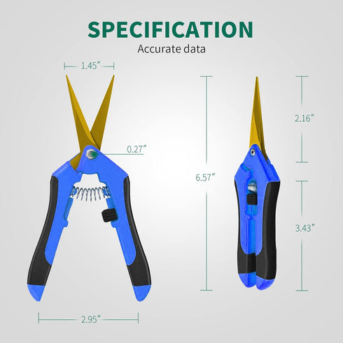 SZHLUX 6.5 Inch Gardening Scissors Hand Pruner Pruning Shears with Titanium Coated Curved Precision Blades 1-Pack...