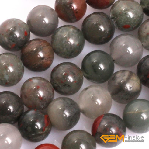 GEM-Inside Natural 8mm Africa Bloodstone Gemstone Loose Beads Round Crystal Energy Stone Power Beads for Jewelry Making 15"...