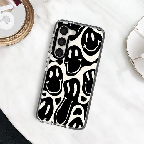 Black Funny Face Trendy Cute Clear Phone Case for Samsung Galaxy S21 Plus 6.7" with Built-in Bumper Shockproof Protective Cover for Galaxy S21 Plu...