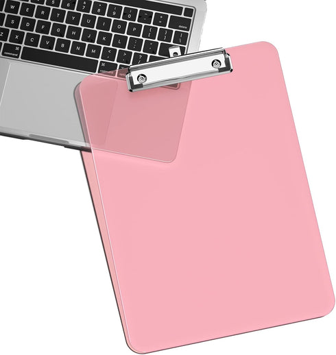 Rimilak Plastic Clipboards with Low Profile Metal Clip, Translucent Clip Board, 12.5 x 9 Inch Letter Size | Office Supply | back to school, Pink...