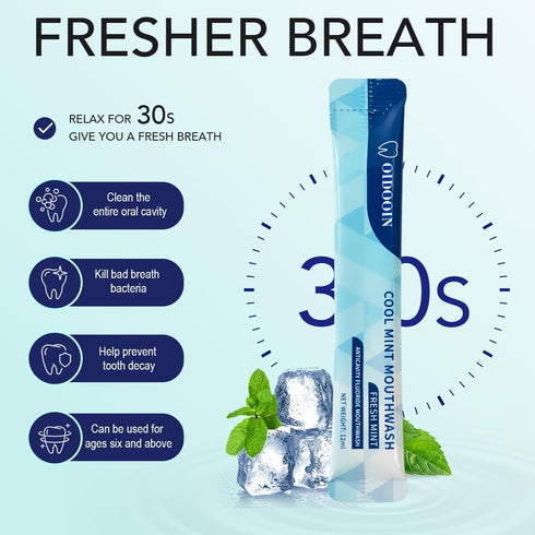 Travel Size MouthWash Packets - TSA Approved Travel Porable mouthwash, Alcohol Free, Natural Ingredients for Bad Breath,Oral Care Treatments (0.37...
