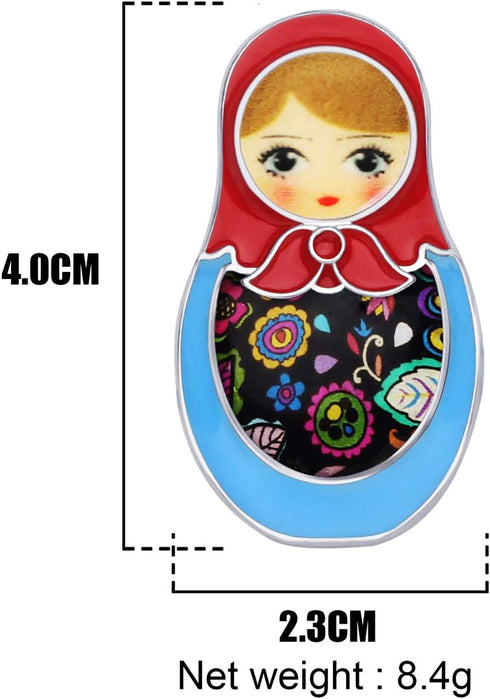 Russian Doll Brooch Lapel Scarf Pin for Women Girls, Enamel Ethnic Matryoshka Gift, Bag Badges Clothing Decoration Jewelry...